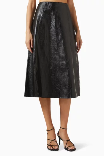 تنورة متوسط الطول بقصة واسعة تويل لامع