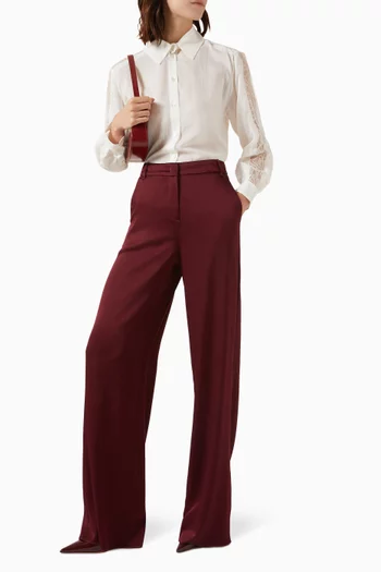 Wolf Wide-leg Pants in Satin