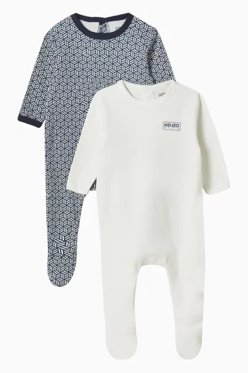Pyjama Onesie in Cotton, Set of 2