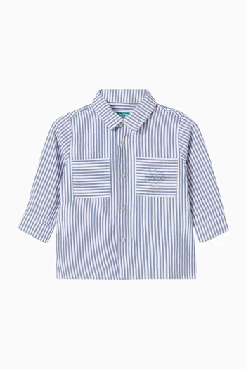 قميص مخطط بشعار الماركة قطن