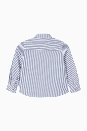 قميص مخطط بشعار الماركة قطن