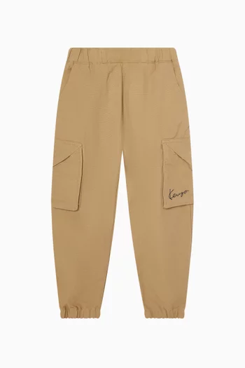 بنطال كارغو بشعار الماركة قطن