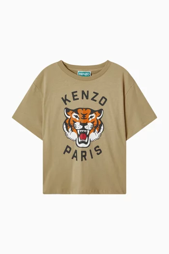 تي شيرت بطبعة نمر قطن