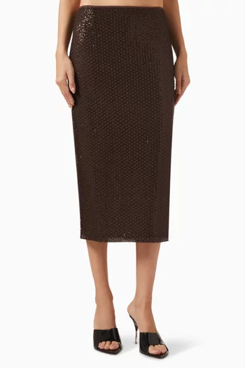 Sequin Embroidered Midi Dress in Jersey