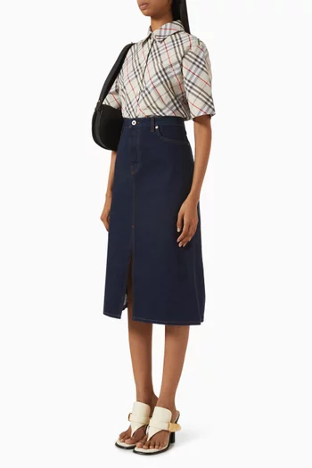 Crop Check Shirt in Poplin