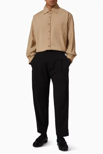 قميص بأزرار مزيج صوف