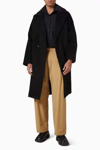 قميص بأزرار مزيج صوف