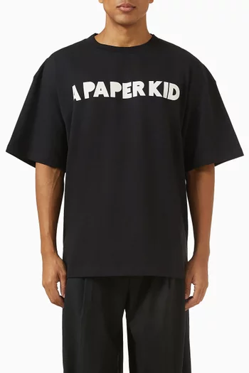 تي شيرت مزين بشعار الماركة قطن