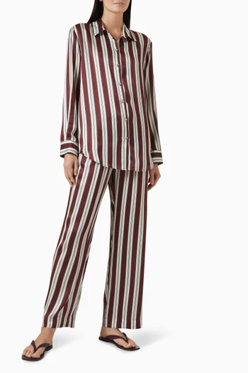 London Striped Shirt in Silk Charmeuse