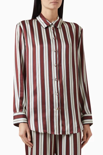 London Striped Shirt in Silk Charmeuse