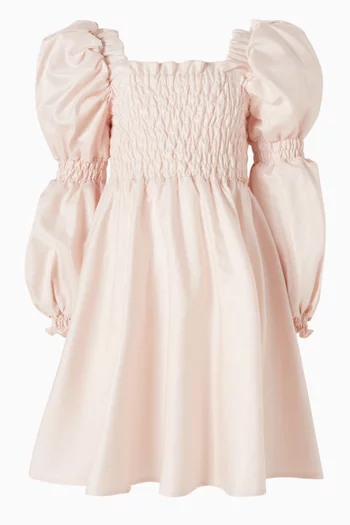 Puff-sleeves Ruched Dress