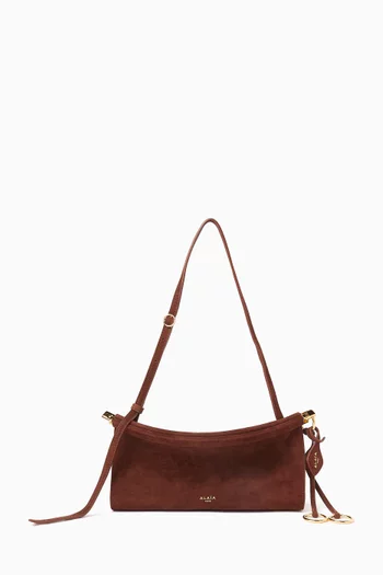 Le Click East West Shoulder Bag in Suede