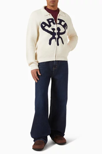 كارديغان بطبعة أول توجذر قماش منسوج