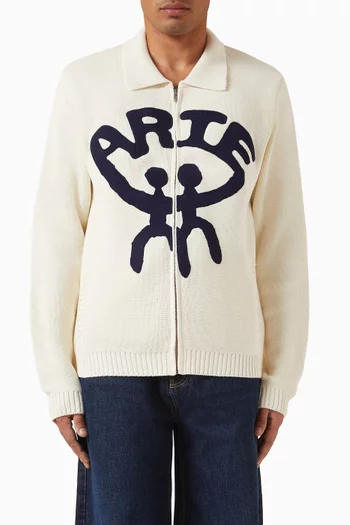 كارديغان بطبعة أول توجذر قماش منسوج