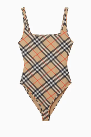 Check-print One-piece Swimsuit