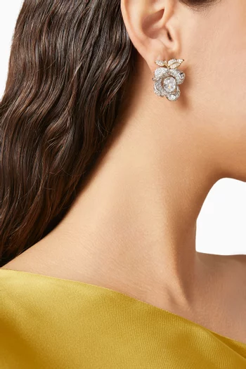 Mini Blossom Diamond Earrings in 18kt Gold & Rhodium Vermeil