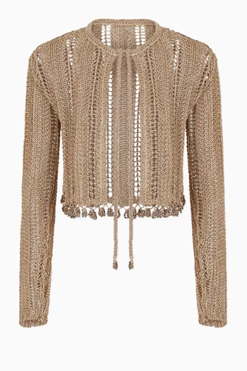 Beaded Tie-up Cardigan in Crochet