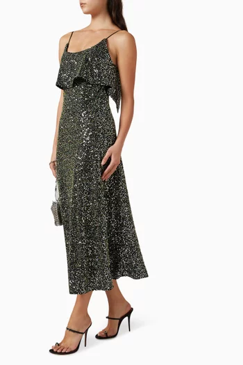 Sequin-embroidered Midi Dress