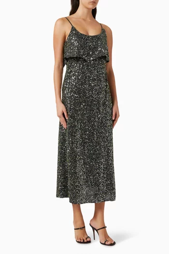 Sequin-embroidered Midi Dress