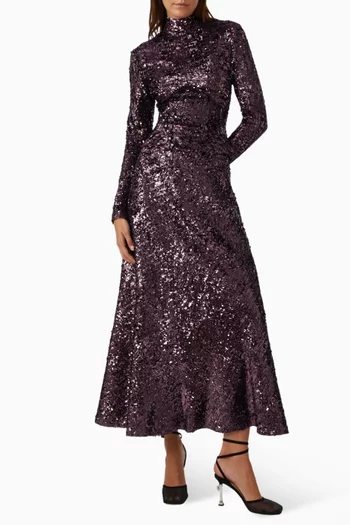 Sequin-embellished Maxi Skirt in Jersey