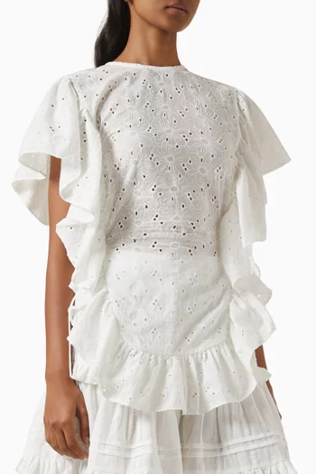 Eyelet Ruffle Tunic Top in Cotton