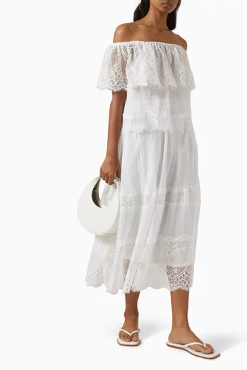 Lace Midi Skirt in Linen