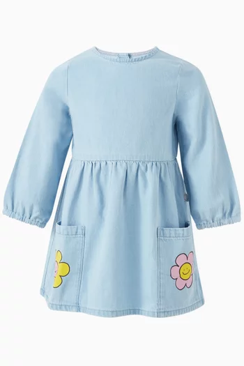 Floral Dress in Cotton Denim