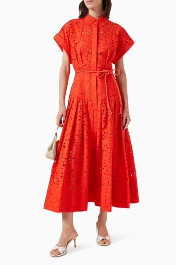 Blaire Shirt Midi Dress in Lace