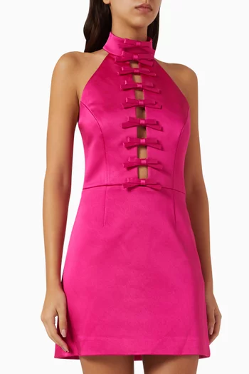 Saskia Bow Mini Dress in Satin