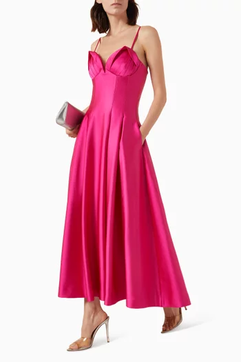 Saskia Midi Dress in Satin