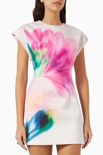 Dahlia Blossom Mini Dress in Satin