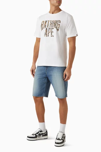 تي شيرت بطبعة بشعار NYC‏ ونقشة جلد الفهد قطن