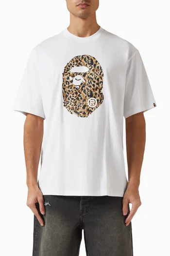 Wild Leopard Pattern Ape Head T-shirt in Cotton