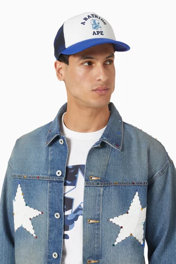 Camo-print Baseball Cap in Canvas & Mesh