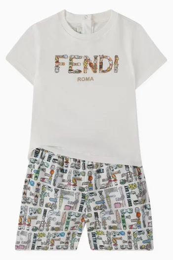 FF-print Bermuda Shorts in Cotton-poplin