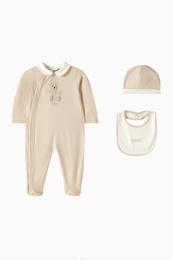 Logo Sleepsuit Set in Cotton