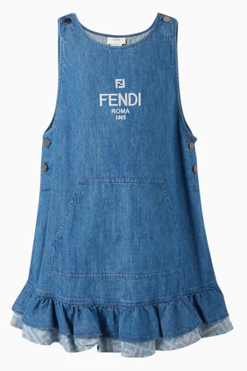 Embroidered-logo Dress in Denim