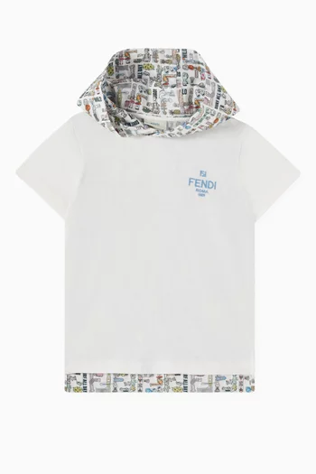 FF-print Hoodie T-shirt in Cotton