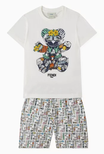 Teddy-print T-shirt in Cotton