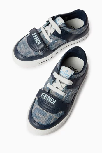 Monogram Sneakers in Leather & Denim