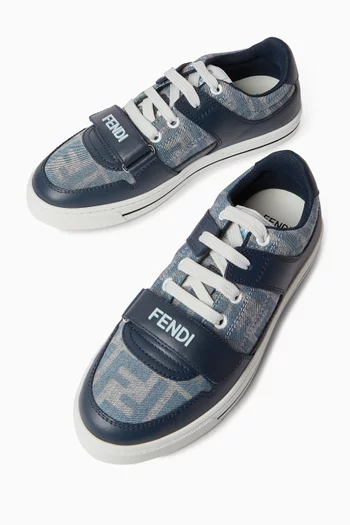 Monogram Sneakers in Leather & Denim
