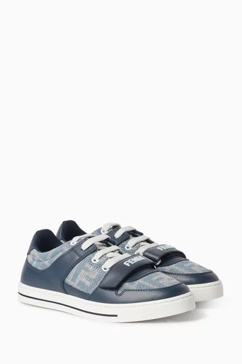 Monogram Sneakers in Leather & Denim