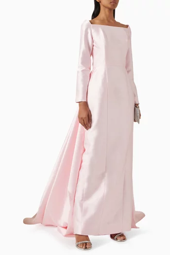 Boat-neck Train Gown