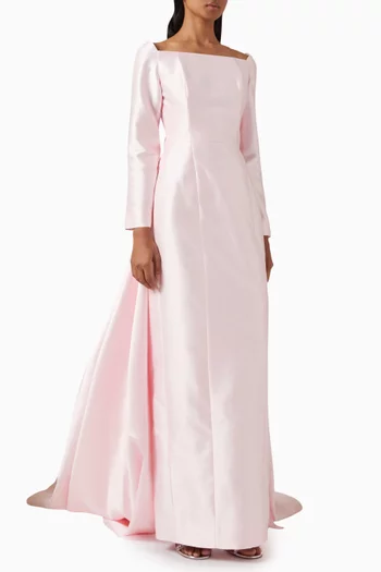 Boat-neck Train Gown