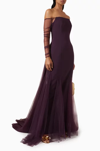 Off-shoulder Gown in Crepe