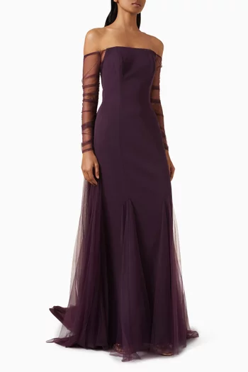 Off-shoulder Gown in Crepe