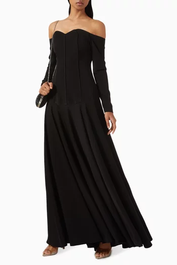 Off-shoulder Gown in Crepe