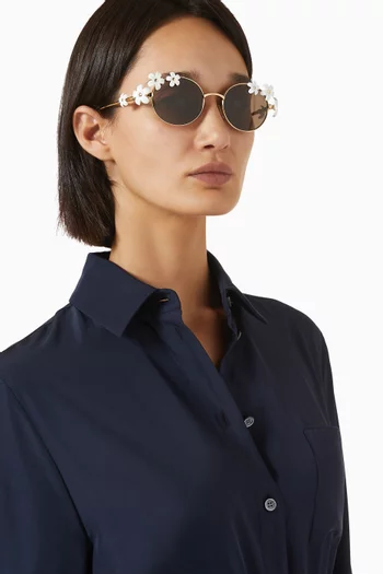 Floral Oval Sunglasses in Metal