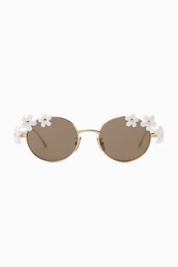 Floral Oval Sunglasses in Metal