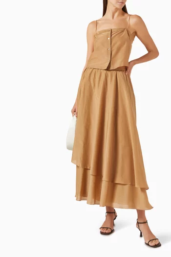 Layered Maxi Skirt in Cotton & Silk